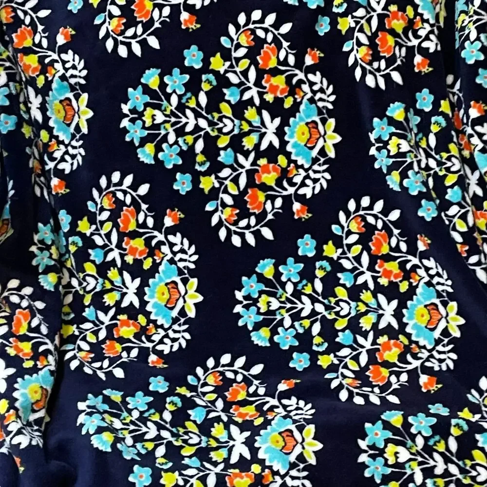 Vera Bradley Chandelier Floral Plush Throw Blanket 50x80 XL Fleece Blue Boho